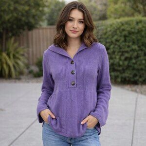 J Jill Women's Cotton/ Angora Rabbit Hair Babydoll Sweater Size XL in Purple